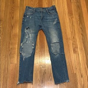 High wasted zara ripped jeans